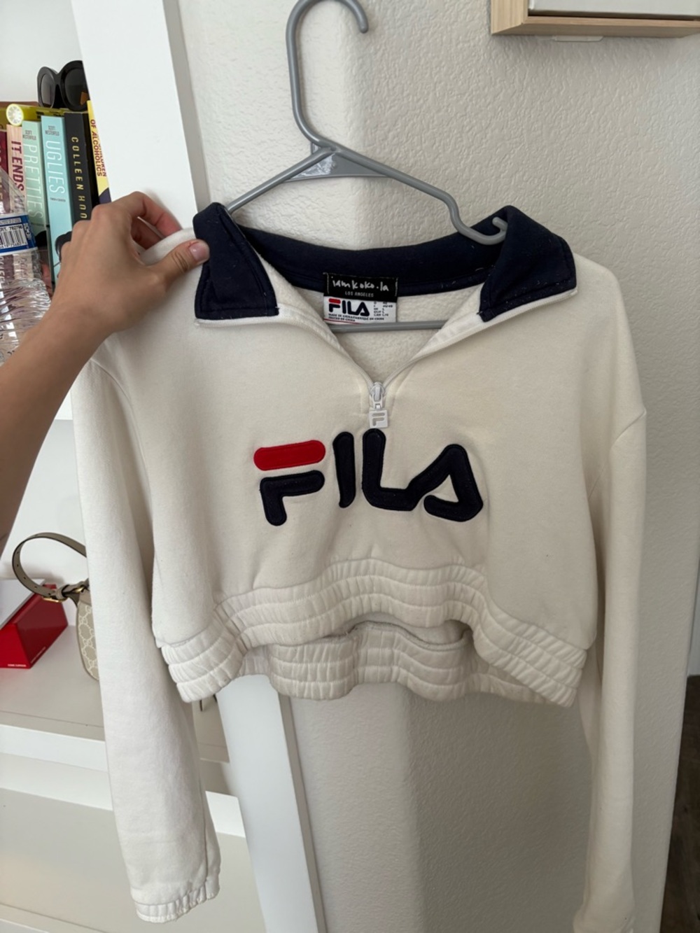 FILA reworked Women’s Cream Cropped Quarter-Zip Pullover